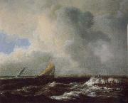 Jacob van Ruisdael Vessels in a Choppy sea oil on canvas